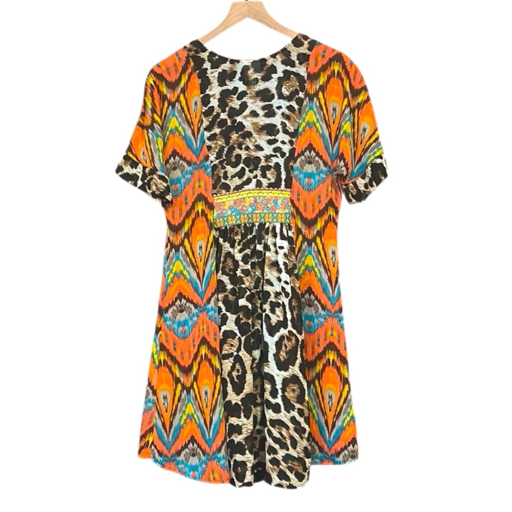 Ivy Jane Leopard Print Chiffon Dress Cover-up Sheer Bohemian Colorful Size Small - Picture 6 of 16